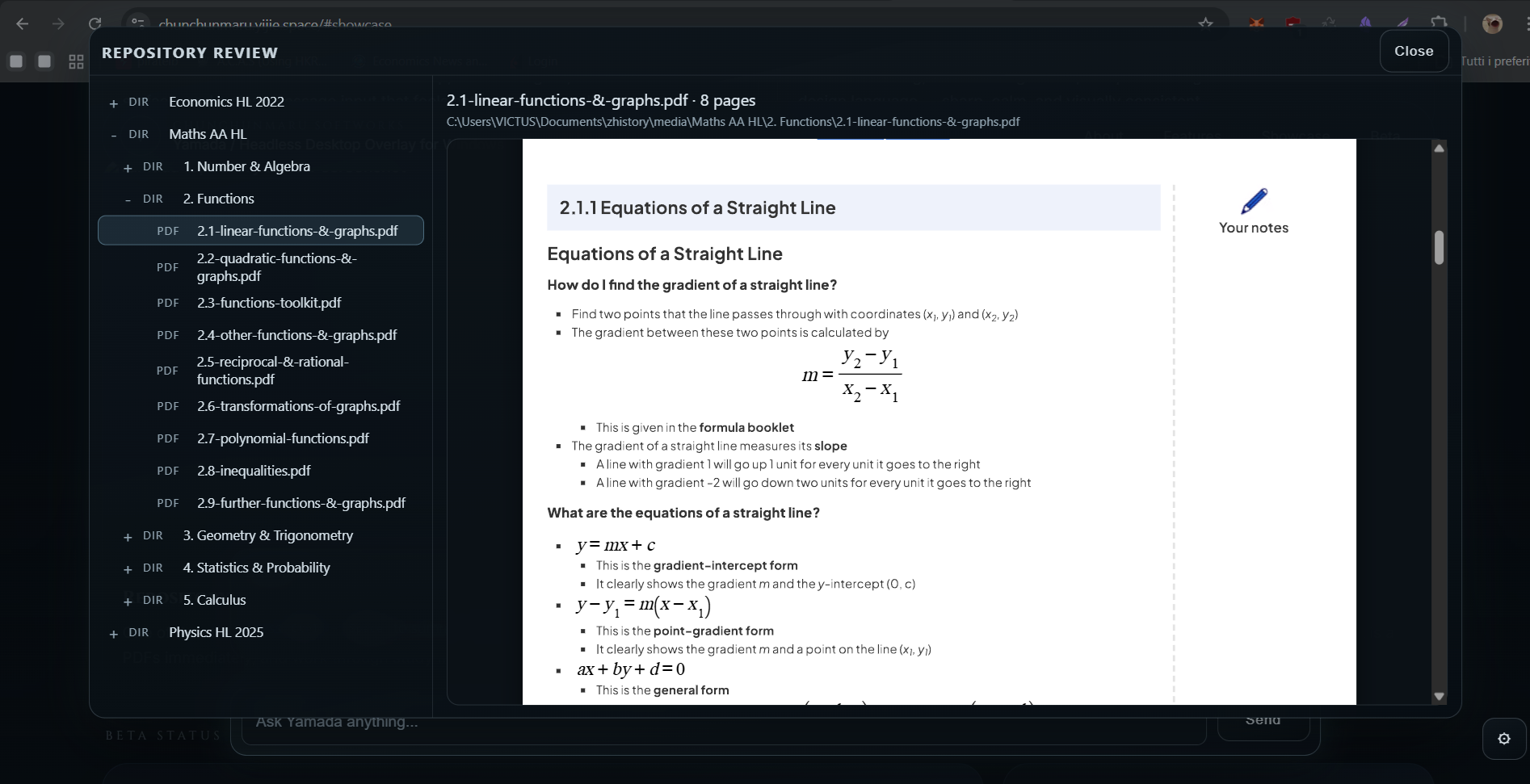 Yamada PDF study review mode